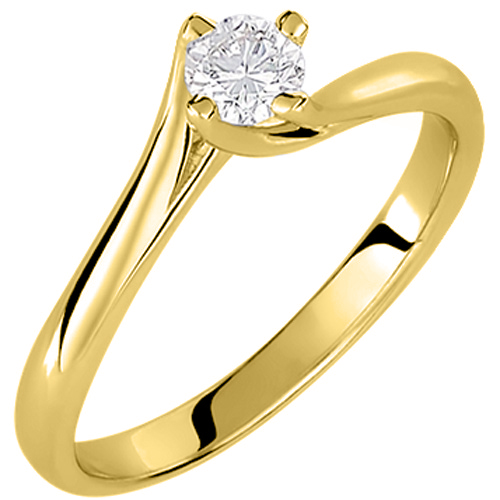 Χρυσό μονόπετρο δαχτυλίδι φλόγα Κ18 με διαμάντι