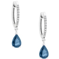 Λευκόχρυσα σκουλαρίκια Κ18 με London Blue Topaz και διαμάντια Λευκόχρυσα σκουλαρίκια Κ18 με London Blue Topaz και διαμάντια