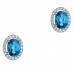 Λευκόχρυσα οβάλ σκουλαρίκια Κ18 με London Blue Topaz και διαμάντια