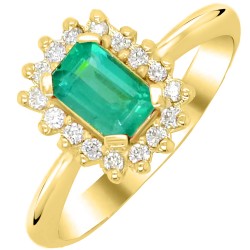 Χρυσό δαχτυλίδι ροζέτα Κ18 με σμαράγδι και διαμάντια Χρυσό δαχτυλίδι ροζέτα Κ18 με σμαράγδι και διαμάντια