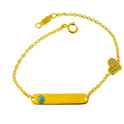 Χρυσό παιδικό βραχιόλι-ταυτότητα Κ9 με τιρκουάζ