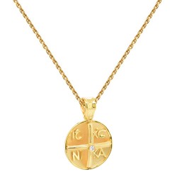 Χρυσό κωνσταντινάτο φυλαχτό Κ14 με αλυσίδα