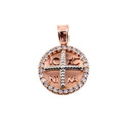 Μασίφ φυλαχτό διπλής όψης από ροζ χρυσό Κ14