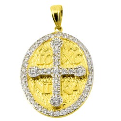 Χρυσό μασίφ κωνσταντινάτο φυλαχτό διπλής όψης Κ9