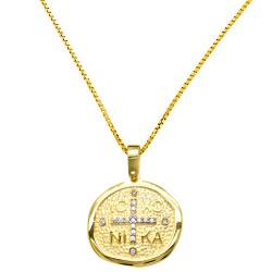 Χρυσό κωνσταντινάτο φυλαχτό Κ9 με αλυσίδα