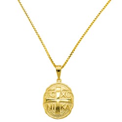 Χρυσό κωνσταντινάτο φυλαχτό Κ9 με αλυσίδα