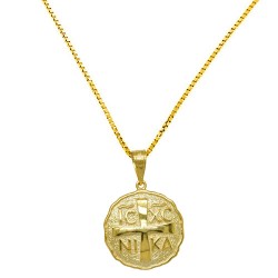Χρυσό κωνσταντινάτο φυλαχτό Κ9 με αλυσίδα