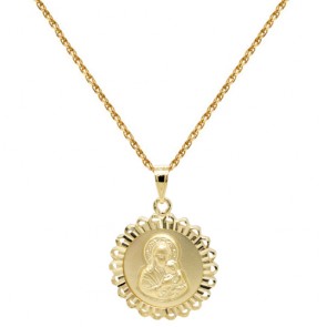 Χρυσό φυλαχτό Παναγία Κ14 με αλυσίδα