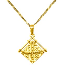 Χρυσό μασίφ κωνσταντινάτο φυλαχτό Κ14 με αλυσίδα