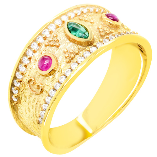 Burma Stable Survival Χρυσό Βυζαντινό δαχτυλίδι Κ14 με ζιργκόν