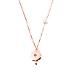 Κολιέ τετράφυλλο τριφύλλι από ροζ χρυσό Κ14