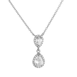 Λευκόχρυσο  νυφικό κολιέ σταγόνες Κ14