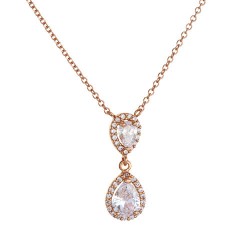 Ροζ χρυσό νυφικό κολιέ σταγόνες Κ14