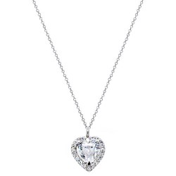 Κολιέ καρδιά λευκόχρυσο Κ14 με ζιργκόν