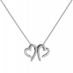 Κολιέ καρδιές λευκόχρυσο Κ14