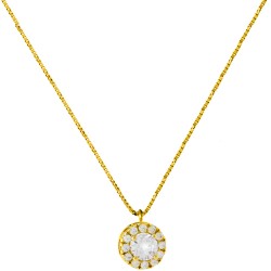 Χρυσό κολιέ ροζέτα Κ14 με ζιργκόν