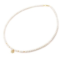 Κολιέ με μαργαριτάρια και χρυσή κορώνα Κ14