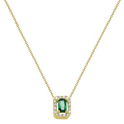 Χρυσό κολιέ ορθογώνια ροζέτα Κ14 με ζιργκόν