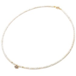 Κολιέ μάτι με μαργαριτάρια και χρυσό κούμπωμα Κ14