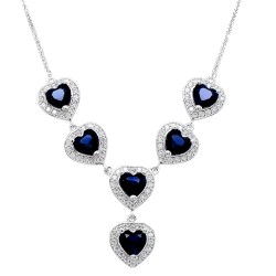 Λευκόχρυσο κολιέ καρδιές Κ14 με ζιργκόν