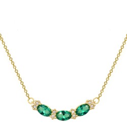 Χρυσό κολιέ Κ14 με οβάλ ζιργκόν