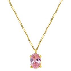 Χρυσό κολιέ Κ14 με οβάλ ζιργκόν