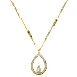 Χρυσό κολιέ σταγόνα Κ14 με ζιργκόν