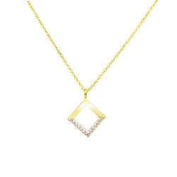 Χρυσό κολιέ ρόμβος Κ14 με ζιργκόν