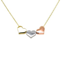 Χρυσό κολιέ καρδιές Κ14