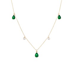 Χρυσό κολιέ σταγόνες Κ14 με ζιργκόν