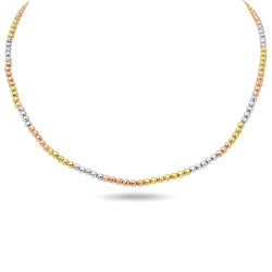 Χρυσό τρίχρωμο κολιέ αλυσίδα Κ14