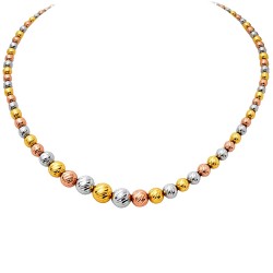 Χρυσό τρίχρωμο κολιέ αλυσίδα Κ14