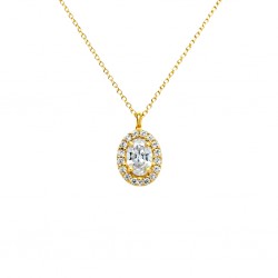 Χρυσό κολιέ οβάλ ροζέτα Κ14 με ζιργκόν