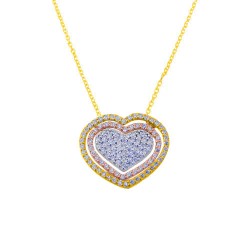 Χρυσό κολιέ καρδιά Κ14 με ζιργκόν