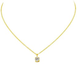 Χρυσό κολιέ μονόπετρο Κ14 με ζιργκόν