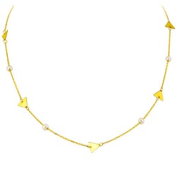 Χρυσό κολιέ Κ14 με μαργαριτάρια