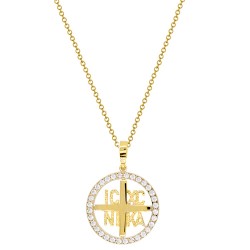 Χρυσό κωνσταντινάτο φυλαχτό Κ14 με αλυσίδα