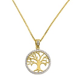 Χρυσό μενταγιόν δέντρο της ζωής Κ14 με αλυσίδα
