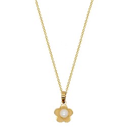 Χρυσό μενταγιόν λουλούδι Κ14 με αλυσίδα