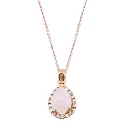 Ροζ χρυσό μενταγιόν σταγόνα Κ14 με αλυσίδα