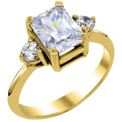 Χρυσό μονόπετρο δαχτυλίδι Κ14 με ζιργκόν