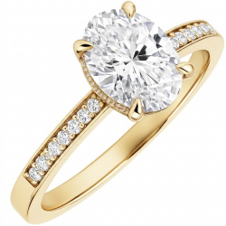 Χρυσό οβάλ μονόπετρο δαχτυλίδι Κ9 με ζιργκόν