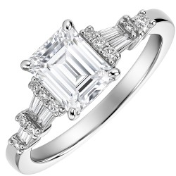 Λευκόχρυσο μονόπετρο δαχτυλίδι Κ9 με ζιργκόν