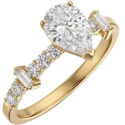 Χρυσό μονόπετρο δαχτυλίδι σταγόνα Κ9 με ζιργκόν