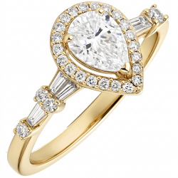 Χρυσό μονόπετρο δαχτυλίδι σταγόνα Κ9 με ζιργκόν