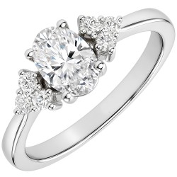 Λευκόχρυσο μονόπετρο οβάλ δαχτυλίδι Κ9 με ζιργκόν