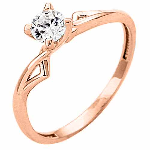 Ροζ χρυσό μονόπετρο δαχτυλίδι Κ9 με ζιργκόν
