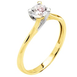 Χρυσό μονόπετρο δαχτυλίδι Κ9 με ζιργκόν