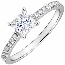 Λευκόχρυσο μονόπετρο δαχτυλίδι Κ14 με ζιργκόν