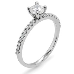 Λευκόχρυσο μονόπετρο δαχτυλίδι Κ9 με ζιργκόν